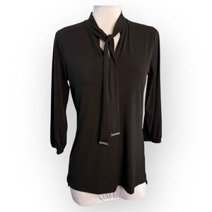 Michael Michael Kors Black Tie Neck‎ 3/4 Sleeve Top Blouse - Women's Size S
